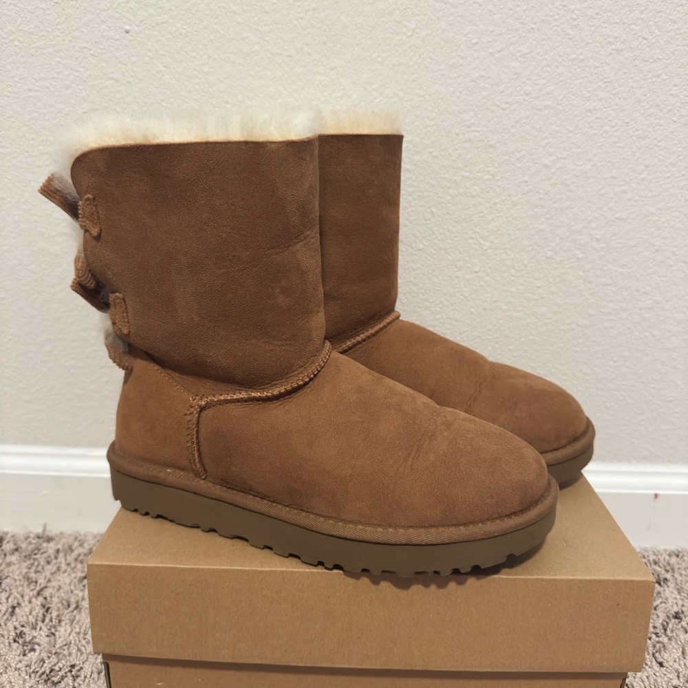 Brown bow tie UGG boots